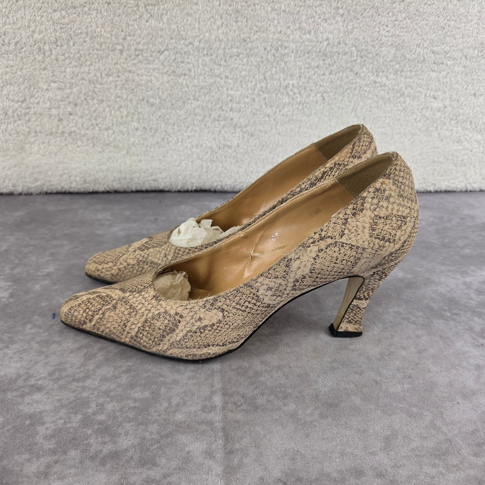 Sacha London Womens Snakeskin Embossed Leather Pointed Toe Pumps Beige  9.5B